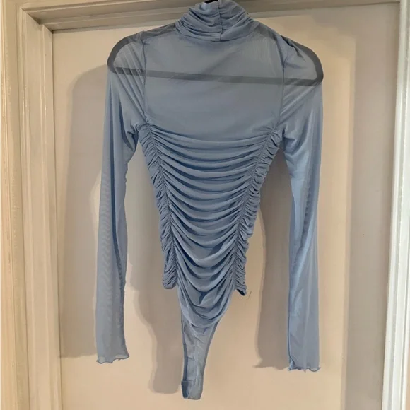 Free People Light Blue Ruched Bodysuit - Picture 2 of 7